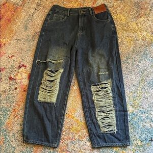 Distressed Blue Jeans